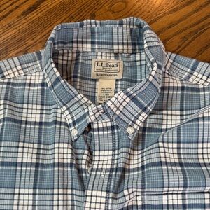 L.L. Bean Men's Casual Blue and White Plaid Shirt